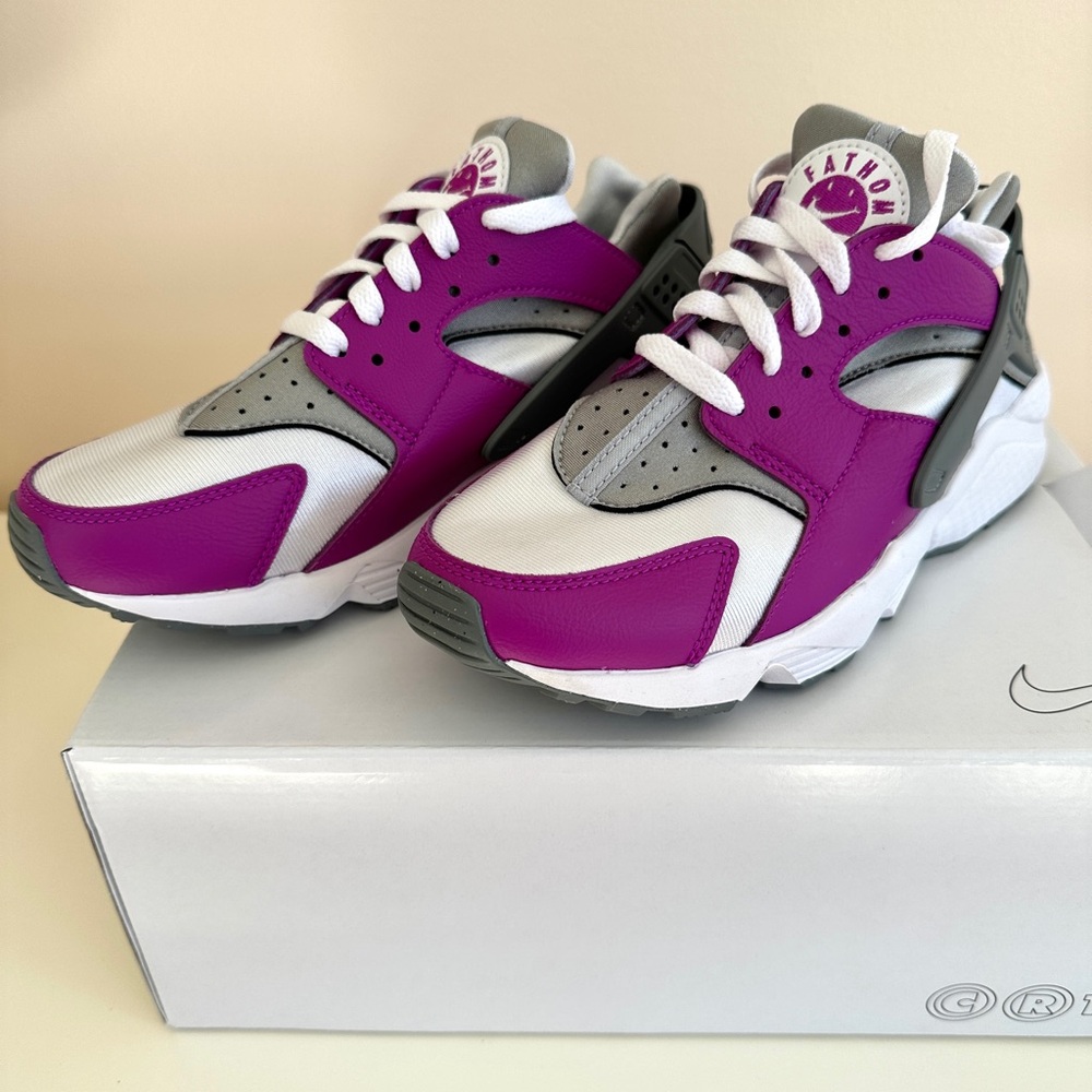 NEW NIKE Women's Air Huarache By You Custom Shoes Purple Grey Silver White 7 7.5